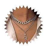 Inilbran Punk Choker Halskette mit klobiger Gliederkette Geschichtet Schlange Halskette Halskette Silber Curb Dicke Kette Halskette Gothic Dicke Kubanische Kette Halskette Vintage Schlange Halskette