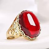 ARTQ Steinring Roter Jade-Natursteinring Frauen Ausschnitt Verstellbarer Öffnungsring Vintage Statement Ringe St. Patrick's Day Party Geschenk Schmuck Für Frau Freundin Mutter