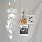 ZOYIEP Boho Deko Muschel Traumfänger Girlanden 43 cm Länge Weiß Windspiel, Anhänger Retro Capiz Muscheln (Weiß)