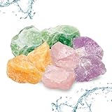 PURAJA Gesunder Schlaf Wasserstein Mischung | Premium Heilsteine Set zur Wasseraufbereitung: Fluorit, Amethyst, Orangencalcit, Rosenquarz | Natürliche Kristalle für Trinkwasser