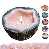JYEVERC Geode Kerze, Kristall Energie Kerze, Amethyst und Rosenquarz Kristallkerze, Lustige Kerzenschalen, Kunstharz-Handwerk, Ideal als Wohnzimmerdeko, für Meditation und Positive Energie