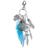 Jitnga Dream Catcher Schlüsselanhänger Edelstein Doppelter Ende Bohemian Style Metall Schlüsselanhänger Geschenk Mit Anhängern In Federform Für Mädchen Und Frauen Paare