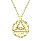 IOETSEUT Halskette männer Halskette Damen Allsehendes Auge der Vorsehung Illuminati Pyramide Charm Halskette Runder Anhänger für Männer Frauen Schmuck Neu