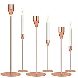 Kerzenhalter Stabkerze Kerzenständer, Metall Kerzenhalter Stabkerze, Kerzenständer für Deko Wohnzimmer Schlafzimmer Vintage Deko, Tischdekoration Hochzeit Weihnachtsmantel Heimdekoration (Rose Gold)