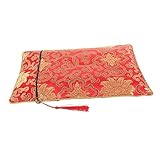BELLIFFY Gestickte Buddhistentasche Hochwertige Stoffbuchhülle Für Schriften Schutzbeutel Aus Baumwolle Für Tempel Und Gebet Große Rote Blumen