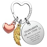 FABACH Beste Freundin Schlüsselanhänger Schutzengel Glücksbringer mit Herz und Gravur - Beste Freundin Geschenke Schlüsselanhänger Herz - Beste Freundinnen Geschenk Engel Glücksbringer