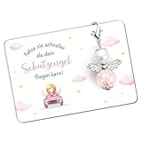 BOOMTOP Schlüsselanhänger Schutzengel Führerschein Bestanden Geschenk Auto Glücksbringer Engel Anhänger Fahre nie schneller als dein Schutzengel fliegen kann Fahr Vorsichtig Geschenke für Frau Mann