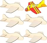 Liuer 6PCS Holz segelflugzeug, Holzdeko werfen Flugzeug Segelflugzeuge Geschenke für Zusammensetzen Bemalen und Verzieren