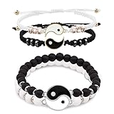 Forreen Yin Yang Armband - 4 Stück Verstellbare Schnur Pärchen Armband, Personalisiertes Tai Chi Taoist Symbol Freundschaftsarmband für Paare und Beste Freunde