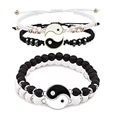 Yin Yang Armband,Forreen 4 Stück Matching Yin Yang Verstellbare Schnur Armband Personalisierte Adjustable Pärchen Armband Tai Chi Taoist Symbol Freundschaftsarmband für Paare Bester Freund