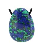 Budawi® Azurit-Malachit rekonstruiert Trommelstein Anhänger Kettenanhänger mit Lederband