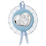 VALENTI & CO. Medaillon mit Engel aus Silber, perfekt als Geschenk für Geburt oder Taufe, zum Aufhängen an der Kinderbett, am Kinderwagen oder im Babyzimmer, hellblau, One Size
