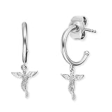 Engelsrufer Damen Ohrring Stecker Bicolor aus Sterling Silber in silber und roségold - Steckverschluss - besetzt mit 50 weißen Zirkonia Steinen -nickelfrei - 9mm