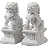 Siunwdiy Chinesische Feng Shui Deko,FOO Dogs Statue,Löwen Stein Statue,Einzugsgeschenke zum Umzug, Hauseinweihung,11cm/4.33in