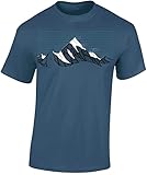 Wander Tshirt Herren : Bergwind - Kletter T-Shirt Männer - Geschenk für Wanderfreunde - Bergsteiger Ausrüstung (Denim Blue L)