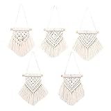 Gotetiso 5 Stück Makramee Anhänger Mini Makramee Wandbehang Kleine Deko Woven Wanddeko Wandteppich Chic Tapisserie Gewebte Makramee Deko Chic Home Decor