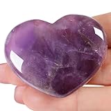 AWARDSEN 45 mm Groß Amethyst Herz Kristalle Edelsteine Geschenke für Frauen, Reiki Heilsteine Handschmeichler Stein für Valentinstag, Geburtstage, Jahrestag, Muttertag und Thanksgiving Tag