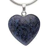 Lebensquelle Plus Herzanhänger aus echtem Edelstein 2x2 cm | Anhänger Herz mit silberfarbener Öse (Dumortierit)