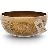 Tibetische Klangschale Blume des Lebens für Yoga, Meditation und Entspannung, Ø 20 cm, 1.100 Gramm, antike Oberfläche, Traditionelle Handarbeit in Profi-Qualität