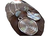 ✿ BOHO ETHNO MANDALA AMAZONIT STEIN ✿ lange Haken Ohrringe - einmaliges Geschenk - handgefertigt