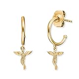 Engelsrufer Damen Ohrring Stecker Schutzengel aus vergoldetem Sterling Silber - Steckverschluss - nickelfrei - 29 mm