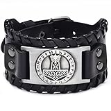 Viking Thors Hammer Mjölnir Lederarmband nordische Runen Manschette nordische Mythologie Cosplay Halloween Kostüm