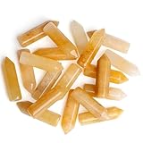 GUJOXILA 10PCS Gelber Aventurin Edelsteine Kristalle Sets Heilung Kristall Stein Kristallsäule Türme Hexagonal Punkt StäbeMeditation Energie Bulk Sechseckige Punkte Reiki Palmenstein