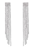 Silber Farbe Strass Kristall Lange Quaste Ohrringe für Frauen Braut Tropfen Baumelnde Ohrringe Hochzeit Schmuck