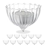 Relaxdays Teelichthalter schwimmend, 12er Set, Glas, Wasserdeko Hochzeit, Pool & Teich, Schwimmteelichter, transparent