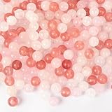 EUES 120 Stück 6mm Runde Natürliche Edelstein Perlen für Armbänder, Rosenquarz, Wassermelonenrot, Weißen Mondstein Perlen, Edelsteine zum Auffädeln für DIY Armband Halskette Schmuckherstellung
