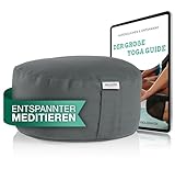 NAJATO Sports Meditationskissen – Yogakissen inkl. E-Book (PDF Datei) – Rundes Yoga Kissen mit Buchweizenschalen-Füllung – 30 cm Durchmesser, 14 cm hoch – Waschbarer Bezug aus Baumwolle (Anthrazit)