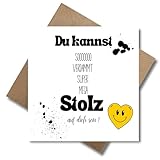WBdesignz Motivation Karte mit Umschlag - Inspirationskarte “Du kannst stolz auf dich sein” Positive Gedanken Karten Motivation Aufmunterung (125x 125 mm)