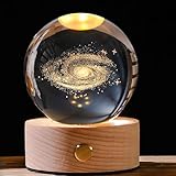 3D Sonnensystem Kristallkugel mit LED Bunte Nachtlicht Basis, Kristall Ball Nachtlicht Kreative Nachtszene Astronomie LED Ball Lampe Solar System Nachttischlampe Kristallkugel Licht (Milchstraße)