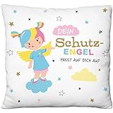 Gruss & CO Plüschkissen mit Motiv Engel | Zierkissen, 25 cm x 25 cm, 100% Polyester | Geschenk, Silvster, Weihnachten, Dekoartikel | 70244