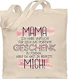 Baumwolltasche - Taschen - Mama versucht das Geschenk zu finden - Du hast ja mich - Unisize - Naturweiß - tasche zum muttertag mutter schon beutel muttertagsgeschenk von kindern mom perfekte bag