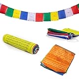 20 Seiten Gebetsfahne, Tibetische Flaggen, Tibetische Gebetsfahnen, Tibet Buddhist Prayer Flagge, Buddhistische Gebetsfahnen, Für Buddhistische Altäre, Meditationsräume, Außendekoration, 5 Meter