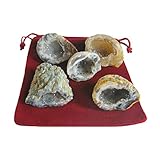 Naturheilmittel Heilsteine Methusalem GmbH Neu-Ulm Feen-Garten Achat Geode 11-teiliges Set M. 5 x ECHTE polierte Kristall-Drusen a je ca. 2,5-3 cm mit 5 x Beschreibungen + Täschchen. 60020