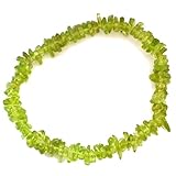 Echtes Peridot Stein Armband für Damen und Herren | Olivin Trommelstein Splitterarmband | Edelstein Heilstein Glücksbringer Schmuck