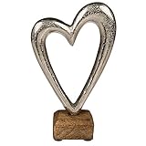 ootb Metallherz auf Holzsockel, silberfarben, 17 cm