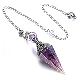 Zimoer Amethyst Pendel,Kristall Edelsteine Kegel Anhänger,Amethyst Pendel Anhänger,Heilender Kristall,Edelstein Pendel Kristall,Für Wahrsagen, Hexerei Zeremonie,Reiki Witchcraft