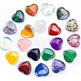 HRKVSK Herzsteine, 20 Pcs Natürliche Herz Heilung Kristalle Handschmeichler Stein Heilsteine Set Glücksbringer Herz Aus Stein Rosenquarz Herz Edelsteine Herz Chakra Steine für Dekoration Kunsthandwerk