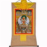 Gandhanra Thangka Tibetische Wandbehang,Die fünf Manjushri-Buddhas Thangka,Heißgeprägter Buddha Wandteppich für Zen Wohnkultur, Meditation, Spirituelle Entspannung und Ruhe