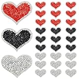 INFUNLY 30 Stück Strass Aufnäher In Herzform 3 Farben Herz Strass Aufnäher Zum Aufnähen Herz Bling Strass Applikation Reparatur Aufbügler Herz Diamant Applikationen Patch Für Kleidung DIY Dekoration