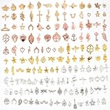 Tikplus Charms - 150 Stück Kettenanhänger zum Schmuck Basteln, Gemischte Kette und Vintage Aesthetic Armbandanhänger, Armbänd Ketten Ohrringe Halskette