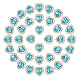 PATIKIL Herz Strassknöpfe, 40 Stück 16mm Aufnähbare Strass Kristall Herz Nagel Charm Verzierung Flachrücken Diamant für Nähen DIY Kleidung Hochzeit, Seeblau