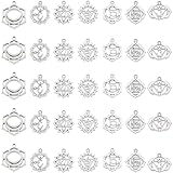 SUNNYCLUE 1 Schachtel 42 Stück 7 Stile Chakra-Anhänger Indische Energie-Anhänger Schmuckzubehör Zur Herstellung von Zubehör Für Das Basteln von Halsketten Und Armbändern Antik Silber Farbe
