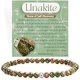 Unakit - Selbstentdeckung - Edelstein Perlen Armband für Frauen, 4mm Kristall Silber 925 Naturstein Schmuck Elastisch Armbänder Damen, Chakra Spirituelle Charms Armbänder Geschenke