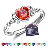 JeweBella Ring Silber 925 Damen Verstellbarer Herz Geburtsstein Keltischer Knoten Ringe Frauen Verlobungsring Eheringe Fingerring Trauringe Engagement Promise Ring Damen Ring Schmuck mit Geschenkbox