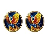 Manschettenknöpfe, Feuerphönix, Glas, Jugendstil