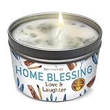 MAGNIFICENT 101 Home Blessing Aromatherapie-Kerze für Liebe und Lachen – nach Salbei, Bergamotte, Sandelholz duftende, natürliche Sojabohnenwachs-Zinnkerze zur Reinigung und Chakra-Heilung